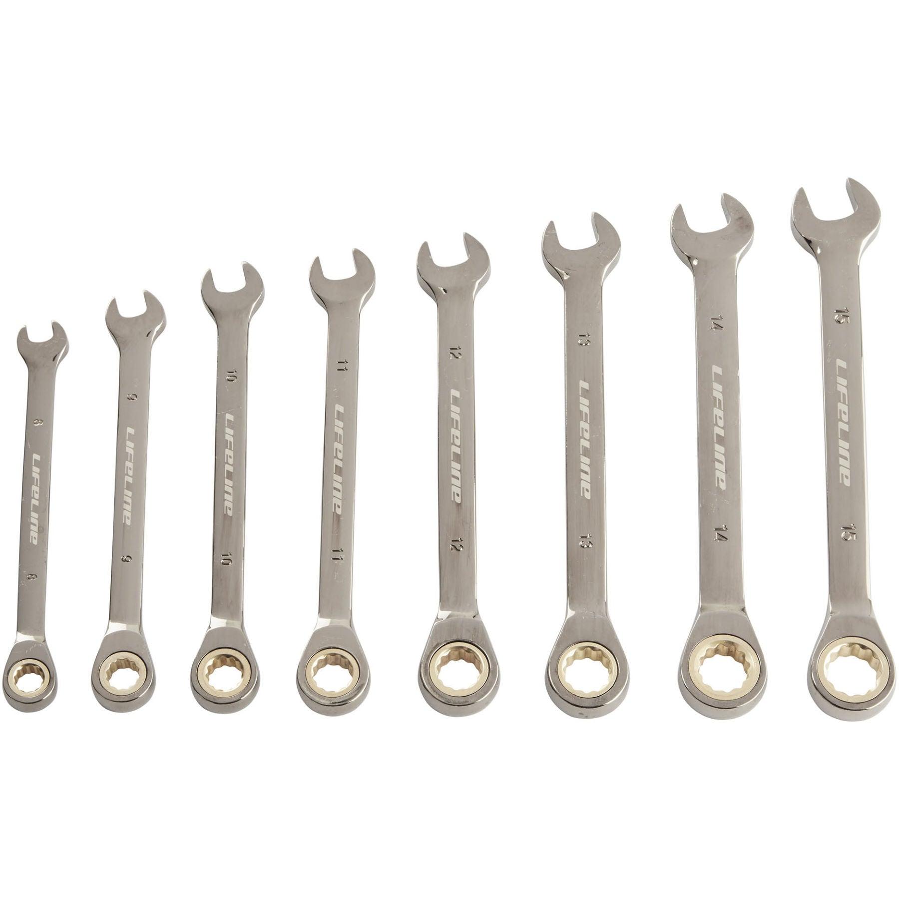 LifeLine CRV Ratchet Spanner Set 8mm - 15mm - Bike Boom