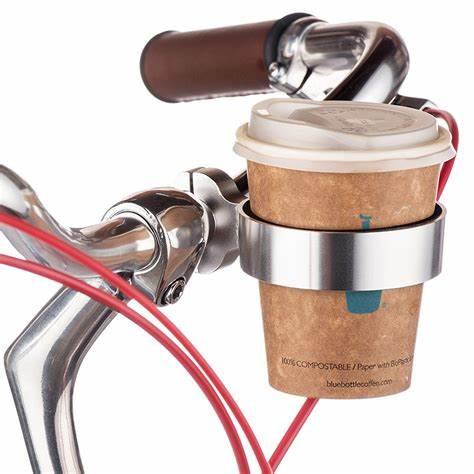 Bicycle Coffee Cup Holder - Black/Silver Random - Bike Boom